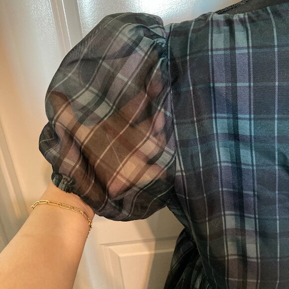 Disturbia Checkmate Puff Sleeve Layered Organza Midi Dress - Picture 7 of 8